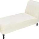 Velvet Chaise Lounge Cover Indoor Armless Chaise Slipcover Luxury High Stretch Ultra Soft Lounge Chair Covers Modern Machine Washable Chair Cover for Living Room Bedroom Furniture, Beige