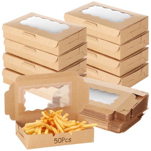 Tideme Boxe 50 Pack To Go Containers with lids,27OZ Kraft Food Boxes, Take Out Cardboard Food Containers, Disposable Lunch Box Kraft Brown Paper, Catering To Go Pastry Boxes for Picnic