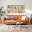CHDITB Modern Botanical Framed Canvas Wall Art, Neutral Bohemian Gallery Wall Decor, Abstract Geometry Line Wall Painting, Mid Century Minimalist Sage Art Prints For Dining Room Bedroom Office 24"x36"