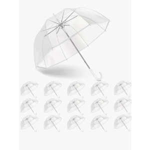 Clear Bubble Umbrella Wedding, High-Visibility Transparent Rain Umbrellas Bulk, Windproof Large Clear Umbrella, Firm and Durable, Dome Umbrellas for Wedding Bride Groom Photography Golf Outdoor, 16 Pack