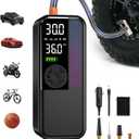 WEOLULI Tire Inflator Portable Air Compressor,150 PSI Cordless Air Pump, 12V DC Car Plug,Dual Power 10000mAh, Fast Inflation 24L/Min, 4 Preset Modes for Car, Bike, Motorcycle, Balls (Black, 10000mAh)