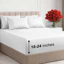 Extra Deep Queen Sheet Set - 6 Piece Breathable and Cooling Sheets - Hotel Luxury Bed Sheets Set - Easy & Secure Fit - Soft, Wrinkle Free and Comfy Sheets Set - White Sheet Set with Extra Deep Pockets