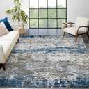 Area Rug 13x10 Modern Abstract Navy Polyester Low Pile Non Slip Machine Washable Stain Resistant Accent Rug for Living Room, Bedroom, Dining Room, Office