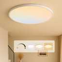 MOONSEA 24 Inch Flush Mount Ceiling Light Fixture 48W - 3000K/4500K/6000K Adjustable Round Large Kitchen Light Fixtures Ceiling 4800lm, Dimmable Light Fixtures for Bedroom, White