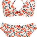 ZAFUL Women's V Neck Bikini Set High Waisted Swimsuits Lace Up Bow Decor Cheeky Two Piece Bathing Suit (1-light Yellow)