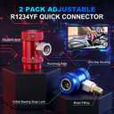 Tallew R1234yf Adapter Kit, Adjustable R1234yf Quick Couplers Adapter, Blue and Red High Low Side Connector Conversion Air Conditioning Line Repair Tools