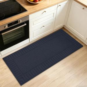 BEQHAUSE Kitchen Rugs Nonslip Kitchen Mats for Floor Absorbent Kitchen Rugs Machine Washable Kitchen Floor Mat with TPR Backing, 20"x48", Blue