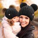 Hat Hut Toddler Beanie Satin Lined Beanie for Baby Winter Hats for Kids Pom Pom Beanie for Boys Girls