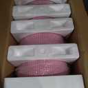 Fivenl 5 Pcs Metal Pleated Cylinder Pedestal Stands for Party, Heavy Duty Pink Round Cake Pedestal Stand Flower Plant Display Plinth Pillars for Wedding Birthday Event Decor (Pink)