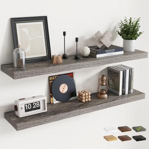 48 Inch Floating Shelves for Wall 2 Pack, 8"D Wood Grain Bathroom Shelves, 48"Wx8"Dx1.2"H, 2Pack