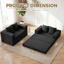 Boneless Loveseat Sofa Bed,Small Couch Bed Futon Sleeper Sofa,Convertible Pull Out Couch with Removable Armrests Backrest,Corduroy Folding Floor Boneless Couch for Living Room,Small Space,Black