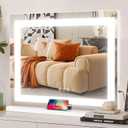 COOLJEEN Vanity Mirror with Lights, 23" x 18" LED Makeup Mirror, Lighted Makeup Mirror with 3 Color Modes, Detachable 10x Magnification and USB Charging, Tabletop & Wall-Mounted