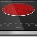 Electric Cooktop, TOPWISH 110-120V Electric Stove Top Single Burner Cooktop LED Touch Control, Child Lock, 10 Power Level, Residual Heat Indicator, 1300W Plug in Glass Countertop Burner for Cooking