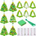 Epakh 24 Sets Christmas Tree Crafts Kit Christmas Crafts Tissue Paper Sun Catcher Bulk Winter Xmas DIY Art Make Your Own Hanging Home Ornaments for Xmas Holidays Party Activities Decors