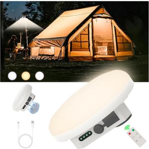 Camping Tent Light LED Rechargeable Portable Hanging Lantern with Remote,IPX5 Waterproof Outdoor Lights with Battery Power, Camp Lamp Light for Glamping Indoor Outages Car Repair (30W Max(Remote))