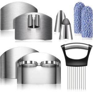 Chengu 9 Pieces Finger Guard for Cutting Vegetables, Stainless Steel Protector, Knife, Thumb Peelers Onion Holder Slicer Kitchen Tool Avoid Hurting When Slicing and Chopping
