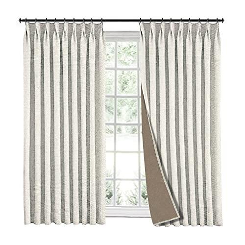 Pinch Pleat Curtains 84 inch Length, Custom Faux Linen Blackout Drapes for Window Decor, 85% Blackout, Privacy Protection Curtain (Lined, 72" W x 84" L, 1 Panel, Dark Green)