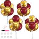 TONIFUL 4 Set Burgundy Red Gold Balloon Centerpieces for Table,Balloon Stand Kit for Graduation Decorations 2026,Christmas,2026 New Year's Eve,Anniversary,Casino,Thanksgiving,Birthday Decorations