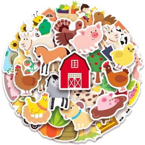 100 Pack Farm Animal Stickers,Barn Cow Pig Party Favors Gifts, Farm Party Decorations