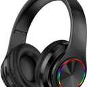 Wireless Bluetooth Headphones-Colorful Lights,Foldable,Bluetooth 5.0,10 m Range,Stereo Surround,Built-in Microphone,Comfortable affixed Ears (Black)