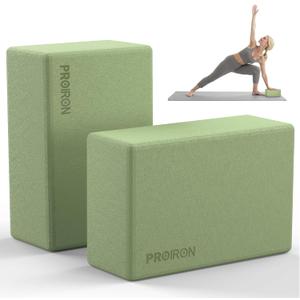 PROIRON Yoga Blocks, 2 Pack Supportive High Density Premium Eva Foam, Soft Non-Slip Surface with Curved Edges Stretch Blocks For Yoga, Pilates, Stretching