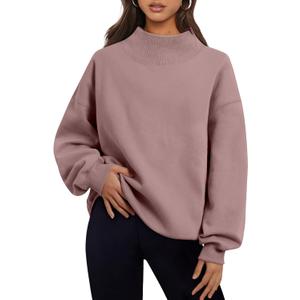 Trendy Queen Womens Oversized Sweatshirts Turtleneck Pullover Long Sleeve Hoodies Tops Fall Fashion Outfits 2025 Clothes (X-Large, Darkpink)