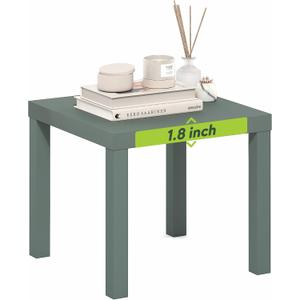Furinno Classic Side Table, Square Modern End Table with 1.8" Triple Thick Tabletop, Simple Night Stand, Bedside Table, Toolless Assembly, for Living Room, Bedroom, Sage Green, Standard, Set of 1