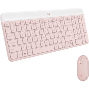 Logitech MK470 Slim Wireless Keyboard and Mouse Combo - Modern Compact Layout, Ultra Quiet, 2.4 GHz USB Receiver, Plug n' Play Connectivity, Compatible with Windows - Rose