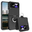 GUAGUA Compatible with Samsung Galaxy Z Flip 3 Case 5G 6.7 Inch Hybrid 2 in 1 Hard PC Soft TPU Heavy Duty Rugged Shockproof Full-Body Protective Phone Cover for Samsung Z Flip3, Black
