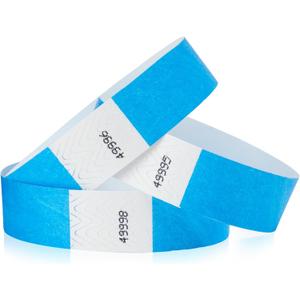 1,200 WristCo Neon Blue Tyvek Wristbands for Events - Tamper-Proof Design & Fluorescent Color Prevent Reuse Premium-Grade Bracelets for Hospital & Medical ID, Party & VIP Identification