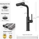 Lefton Pull-Out Waterfall Kitchen Faucet with Temperature Display, Two Water Outlet Modes, Single Hole, Matte Black, KF2209-3