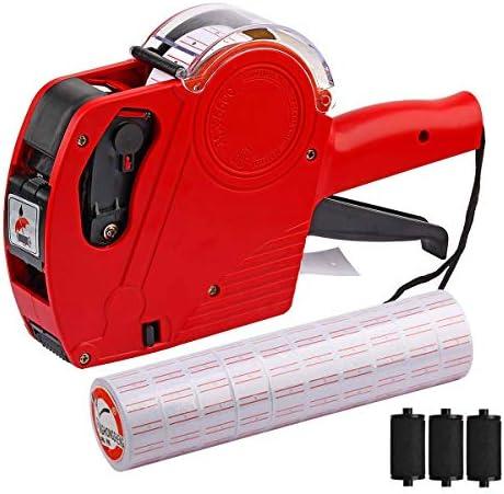 MX-5500 8 Digits Price tag Gun with 5000 Sticker Labels, Pricing Gun Kit for Office, Retail Shop, Grocery Store (A/ Red)
