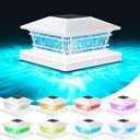 Sparluvix Post Solar Lights with 8 RGB Solid Colors & Color Changing, 8 Pack Deck Post Lights for Porch Yard Garden, Waterproof Solar Fence Post Cap Lights for 4x4 5x5 6x6 Vinyl/Wooden Posts, White