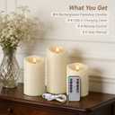 Ivory Real Wax LED Rechargeable Flameless Battery Operated Pillar Candles