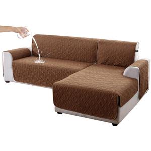 Genina Sectional Couch Covers for Dogs L Shaped Sofa Covers Chaise Lounge Cover Reversible Couch Covers for Sectional Sofa L Shape Furniture Protectors Cover for Pets, Kids (Brown, Large)