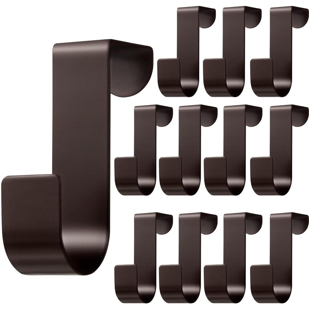 Hotop 12 Pcs Over The Cabinet Drawer Door Hooks 1 Inch for Hanger in The Cabinet Decoration Hooks Sturdy Metal Z Shaped Hanger Peg for Bathroom Clothes Towel (Bronze)