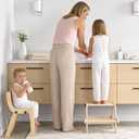 Toddler Step Stool, Foldable Step Stool for Kids, Convert to Chair, Toddler Stool for Bathroom Sink & Potty Training, Wooden Step Stools w Non Slip Base for Kitchen, Bedroom