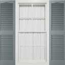 12"W x 26"H Mid-America Vinyl, TailorMade Cathedral Top Center Mullion, Open Louver Shutters, w/Installation Shutter-Lok's (Per Pair), 419 - Storm Cloud