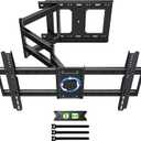 Long Arm TV Wall Mount with 180Swivel and Tilt +5/-20 Level Adjustment, TV Bracket Screen with Rotates 90 for TVs 37-75 InchesFits 8"-16" Wood StudsHold up 132LBS,Max VESA 600x400mm