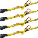 Heavy Duty Adjustable Car Tie Down Kit with Snap Hooks -Break Strength 10,000 lbs-Working Load 3333 lbs-2 Inch x 114 Inch - 4 Pack Axle Tie Down Straps (Yellow)
