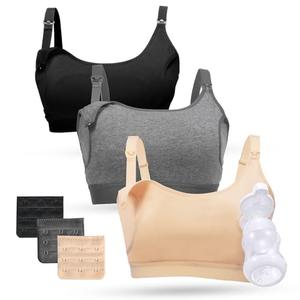 Momcozy Pumping Bra Hands Free 3 Pack Comfortable All Day Wear Pumping and Nursing Bra in One Holding Breast Pump for Spectra, Lansinoh, Medela M