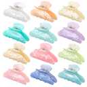 12 Pack Acrylic Claw Clips, Cute Champagne Blue Pink Colors Hair Clips Strong Hold Hair Claw Barrettes for Thick Thin Hair, Stylish French Hair Accessories for Women Girls