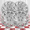 Set of 4 15" Metal Clip Retention Silver 11 Spoke Hubcaps