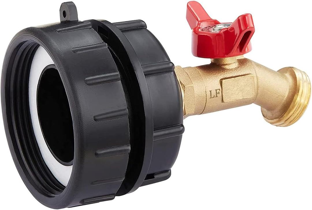 275 330 Gallon IBC Tote Tank Adapter 2.44" Fine Thread+ Lead-Free Water Shut-Off Valve Faucet (Adapter2.44" Fine Thread Tote Valve)