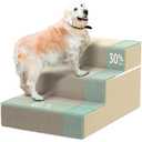 YENING Large Dog Stairs for High Beds - Extra Wide Pet Steps for Large Dogs to Get on Tall Bed 3 Deep Step Cat Ramp for Couch Beige