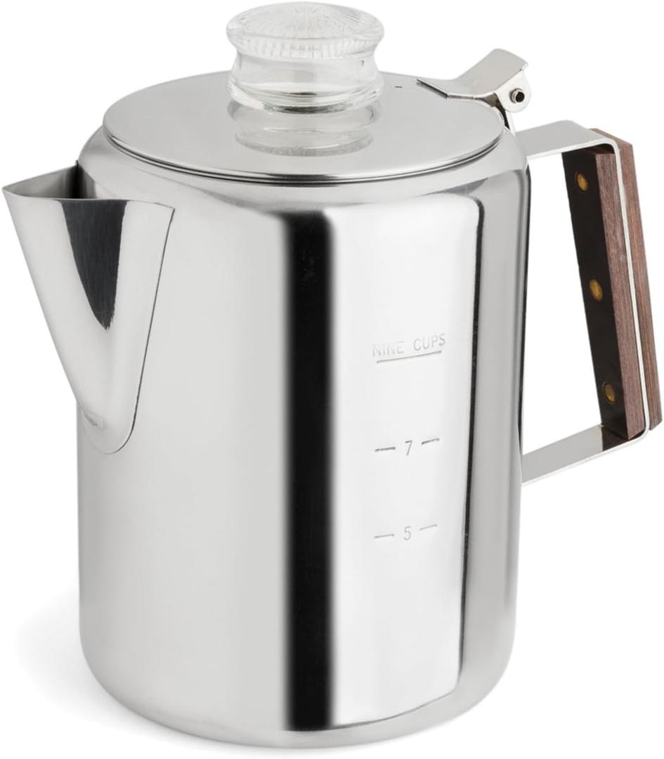 Fox Run Rapid Brew Stainless Steel Stovetop Coffee Percolator, 9 Cup