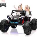 2 Seaters 24V Ride on UTV with Remote Control,10AH Battery, 400W Powerful Motors with 17" EVA Wheels, 20.5 Seat Width Electric Ride Toy with Metal Suspension,LED Lights,Music,Horn (White)