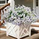 20 Bundles Artificial Flowers for Outdoors, UV Resistant Fake Flowers with Plastic Plants For Outside, Faux Silk Flowers for Planter outdoor, Fake Realistic Flower for Planters Window Box Decor-White