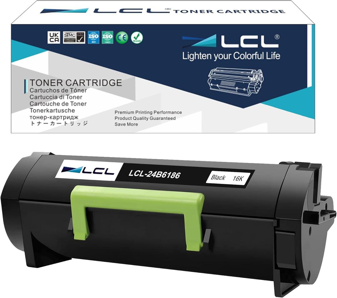 LCL Compatible Toner Cartridge Replacement for Lexmark 24B6186 16000 Pages M3150 XM3150 XM3150H (1-Pack Black)
