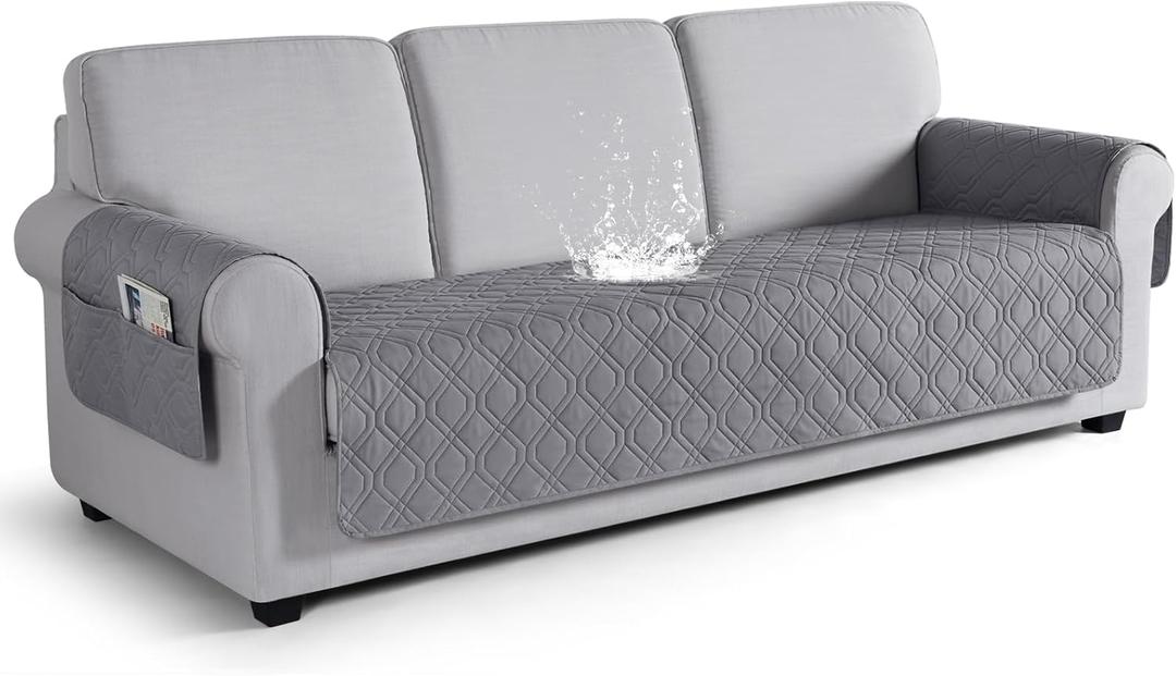 VANSOFY Couch Cover, Waterproof Sofa Covers Washable Slipcover Furniture Protector Couch Seat Covers Non-Slip Couch Cover for Dogs, Pets(Sofa Plus, Light Gray)